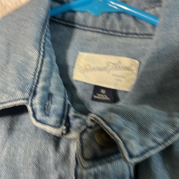 Universal Thread Light Blue Denim Shirt dress medium long sleeve pockets faded - Picture 11 of 13